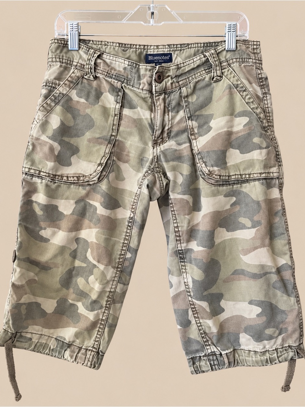 Y2K Low Rise Camo Print Crop Capri S